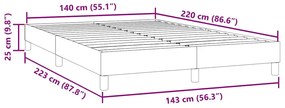 BOX SPRING ΚΡΕΒΑΤΙ ΧΩΡΙΣ ΣΤΡΩΜΑ ΣΚΟΥΡΟ ΓΚΡΙ 140X220CM ΒΕΛΟΥΔΙΝΟ 3315874