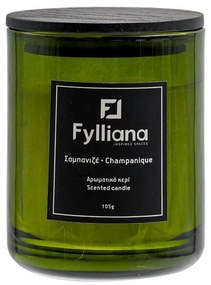 Αρωματικό Κερί FL6478 Fylliana &quot;Σαμπάνια&quot; σε Γυάλινο Βάζο Πράσινο Χρώμα Φ6,3x7,8 εκ. 6.3x6.3x7.8 εκ.