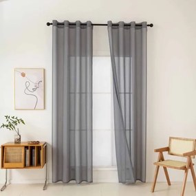 Beauty Home Κουρτίνα γάζα μονόχρωμη με 8 μεταλλικούς κρίκους Sharp Art 8448 140x270 Ανθρακί
