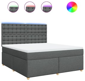 vidaXL Κρεβάτι Boxspring με Στρώμα Σκούρο Γκρι 180x200 εκ Υφασμάτιν