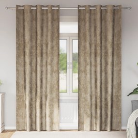 vidaXL Κουρτίνες Velvet  2 τμχ με τσιμπίδες Μπεζ 225 x 140 εκ.