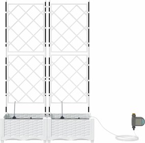 vidaXL Γλάστρα Κήπου 2 τμχ. Λευκό 80 x 40 x 126 cm PP