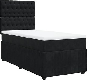 vidaXL Κρεβάτι Boxspring με Στρώμα Μαύρο 90x200 εκ. Βελούδινο