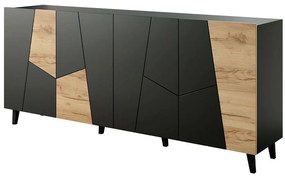 Μπουφές Etna 162588359 201x42x83cm Black-Natural Πλαστικό,Μοριοσανίδα