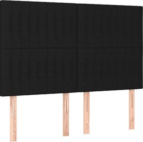 vidaXL Κρεβάτι Boxspring με Στρώμα &amp; LED Μαύρο 140x190 εκ. Υφασμάτινο