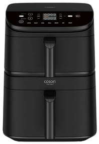 Cosori CAF-DC121-Ader Turbo Tower Διπλή φριτέζα ζεστού αέρα, 2630W, 4.3/6.5 L, 7 προγράμματα, 30-230C, έλεγχος αφής, χρονοδιακόπτης, κρύοι τοίχοι, μαύρο