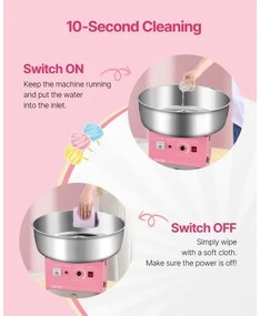 VEVOR Commercial Cotton Candy Machine Sugar Floss Maker 1000W for Party Pink