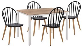 Set 5 pieces Table 110x70x76 cm Sonama &amp; polypropylene chairs Black metallic legs