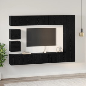 vidaXL Σετ επίπλου τηλεόρασης 10 pcs Μαύρη δρυς Επεξεργασμένο ξύλο