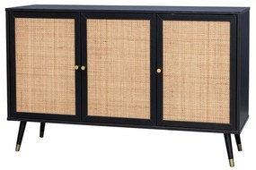 VIENNA ΜΠΟΥΦΕΣ ΜΑΥΡΟ ΜΕ RATTAN 120x39xH75,5cm