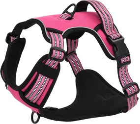 vidaXL Λουρί Σκύλου με Οδηγό και Κολάρο Ρυθμιζόμενο Ροζ XL