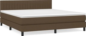 vidaXL Κρεβάτι Boxspring με Στρώμα Σκούρο Καφέ 180x200 εκ Υφασμάτινο