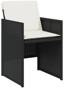 vidaXL Σετ Τραπεζαρίας 5 Τεμαχίων Κήπου Με Μαξιλάρες Μαύρο Πολυ Ράταν