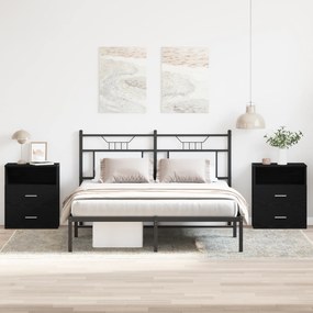 vidaXL Κομοδίνα 2 τμχ Μαύρο Δρυς 50x32x60εκ Επεξεργασμένο Ξύλο
