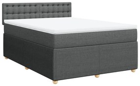 Κρεβάτι Boxspring με Στρώμα Σκούρο Γκρι 160x200 εκ Υφασμάτινο - Γκρι