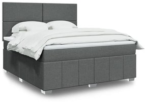 Κρεβάτι Boxspring με Στρώμα Σκούρο Γκρι 180x200 εκ Υφασμάτιν - Γκρι