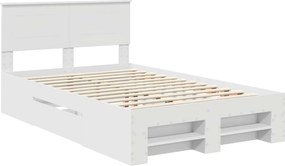 vidaXL Σκελετός Κρεβατιού Λευκό 137 x 203 εκ. Επεξεργασμένο ξύλο