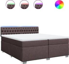 vidaXL Κρεβάτι Boxspring με Στρώμα Σκούρο Καφέ 200x200 εκ. Υφασμάτινο