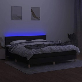 vidaXL Κρεβάτι Boxspring με Στρώμα &amp; LED Μαύρο 160x200 εκ. Υφασμάτινο