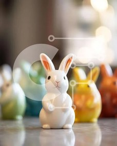 Intra Συλλεκτικό Ξύλινο Παζλ Plywood 4mm - Πολύχρωμα κεραμικά ειδώλια λαγουδάκι στην οθόνη Σε Ξύλινο Κουτί - Διαστάσεις Puzzle: 10x10 cm – 25 κομμάτια