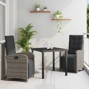 vidaXL Σέτ φαγητού για κήπο 3 pcs Γκρι συνθετικό ρατάν