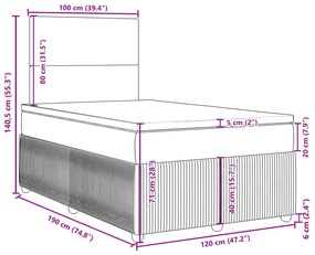 Κρεβάτι Boxspring με Στρώμα Κρεμ 120x190 εκ. Υφασμάτινο - Κρεμ