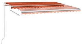 Τέντα Αυτόματη με LED &amp; Αισθητήρα Ανέμου Πορτοκαλί/Καφέ 4x3 μ. - Πολύχρωμο