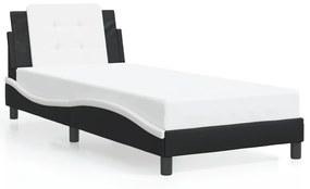 vidaXL Πλαίσιο Κρεβατιού με LED Μαύρο/Λευκό 90x200 εκ. Συνθετικό Δέρμα