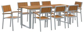 vidaXL Σέτ φαγητού για κήπο 9 pcs Γκρι και καφέ 200 x 90 x 75 cm
