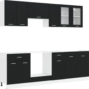 vidaXL Μονάδα κουζίνας Lyon 8 pcs Μαύρη Δρυς Επεξεργασμένο Ξύλο
