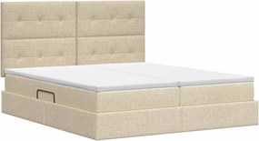 vidaXL Κρεβάτι Αποθήκης με κεφαλάρι Κρεμ 200 x 200 cm Ύφασμα