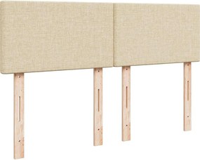 vidaXL Κρεβάτι Boxspring με Στρώμα Κρεμ 140x200 εκ. Υφασμάτινο