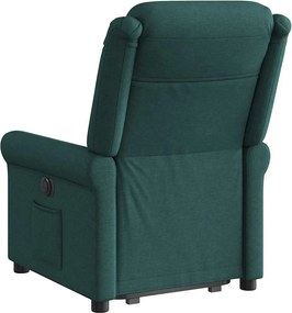 vidaXL Πολυθρόνα Ηλεκ. Ανακλ. Ανύψωση Σκ. Πράσινο Υφασμάτινη