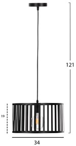 ΦΩΤΙΣΤΙΚΟ ΟΡΟΦΗΣ ΚΡΕΜΑΣΤΟ HM4113 ΜΑΥΡΟ ΜΕΤΑΛΛΟ 34x23x121Υεκ.