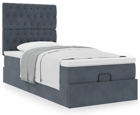 vidaXL Οθωμανικό κρεβάτι με στρώματα Σκούρο γκρι 80x200cm Velvet