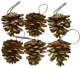 Xmasfest Κουκουνάρια Κρεμαστά 6Τμχ Φ4cm Χρυσαφί 93-1915