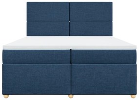 vidaXL Κρεβάτι Boxspring με Στρώμα Μπλε 200x200 εκ. Υφασμάτινο