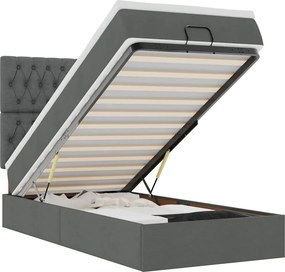 vidaXL Οθωμανικό κρεβάτι με στρώμα Σκούρο γκρι 80x200cm ύφασμα