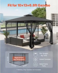 VEVOR Replacement Mesh Gazebo Netting Screen for 10x13x6.8 ft Patio, Net Only