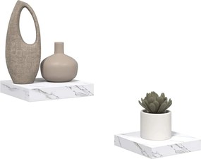 vidaXL Ράφι Τοίχου Επιτοίχιο 2 pcs Λευκό Μάρμαρο 23 x 23,5 x 4 εκ