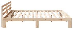 vidaXL Σκελετός Κρεβατιού Καφέ 200 x 200 cm Μασίφ ξύλο πεύκου