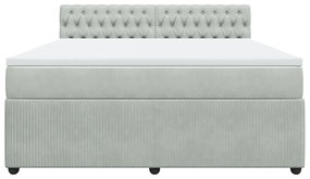 vidaXL Κρεβάτι Boxspring με Στρώμα Ανοιχτό Γκρι 180x200 εκ. Βελούδινο