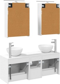 vidaXL Σετ Επίπλων Μπάνιου 5 pcs Λευκό Επεξεργασμένο Ξύλο και Γυαλί