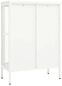 vidaXL Μπουφές Λευκός 75 x 35 x 105 εκ. από Ατσάλι και Γυαλί