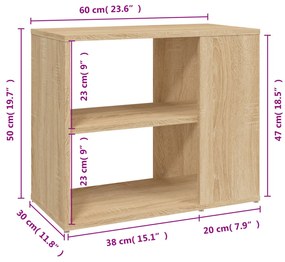 vidaXL Βοηθητικό Ντουλάπι Sonoma Δρυς 60 x 30 x 50 εκ. από Επεξ. Ξύλο