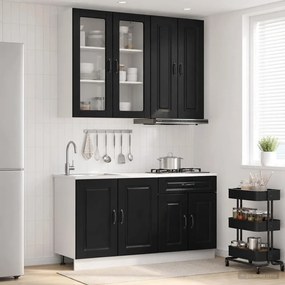 vidaXL Μονάδα κουζίνας KALMAR 4 pcs Μαύρο Επεξεργασμένο Ξύλο