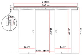 Συρόμενες πόρτες Dover 200, 46 kg, Craft δρυς, Πλαστικοποιημένη μοριοσανίδα, Ανοιχτό καφέ, Αλουμίνιο | Epipla1.gr