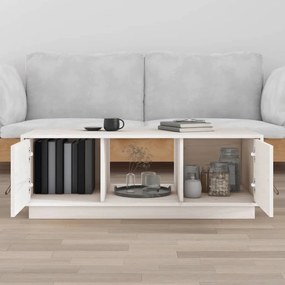 vidaXL Τραπεζάκι Σαλονιού Λευκό 100x50x35 εκ από Μασίφ Ξύλο Πεύκου