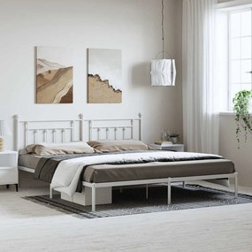 vidaXL Πλαίσιο Κρεβατιού με Κεφαλάρι Λευκό 193 x 203 εκ. Μεταλλικό