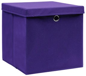 vidaXL Κουτιά Αποθήκευσης με Καπάκια 10 τεμ Μοβ 32x32x32εκ Υφασμάτινα